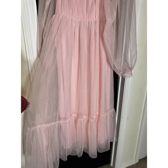 Listicle Ditzy Prairie puff Sleeve Maxi tiered tulle barbie fairy ethereal S - Picture 3 of 11